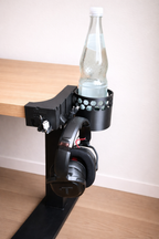 Modularer Schreibtisch Organizer für die Tischkante mit Kabel Clips, Haken für Kopfhörer und Flaschenhalter ohne Bohren