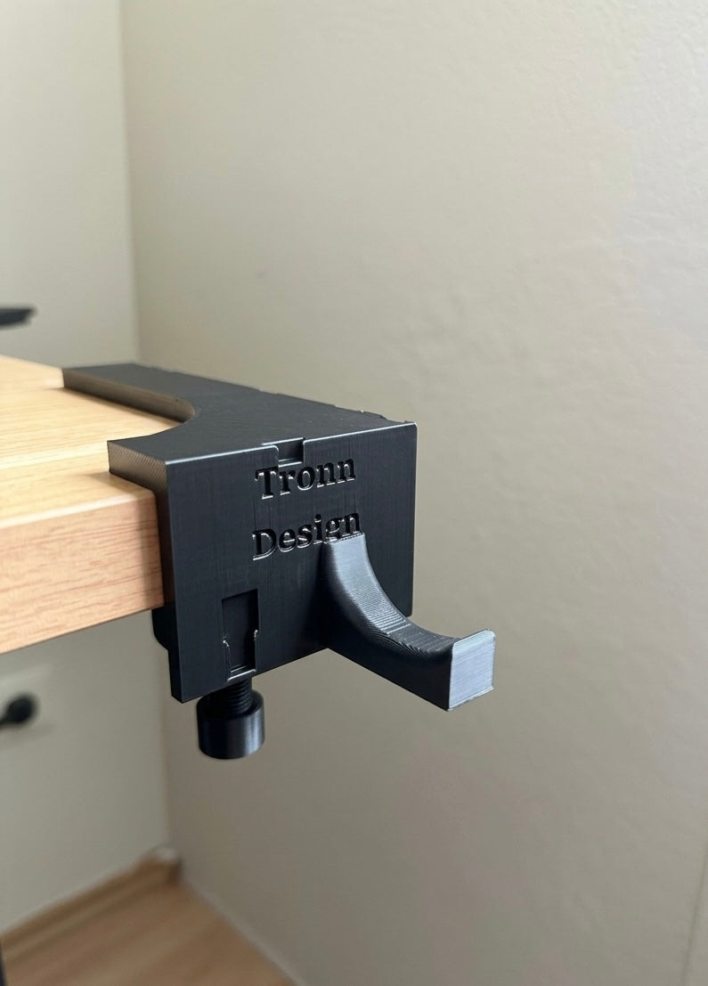 Modularer Schreibtisch Organizer für die Tischkante mit Haken für Headset Kopfhörer ohne Bohren